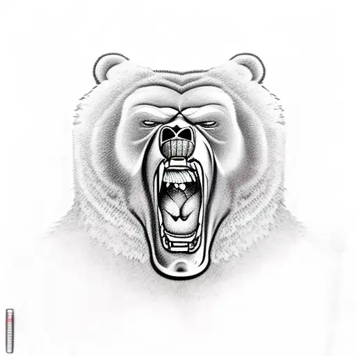 Angry Shouting Bear With Dynamic Microphone Posing Like A Metalcore Singer Full Body