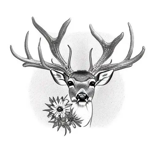 A Deer With A Butterfly On Its Nose In A Meadow At Night