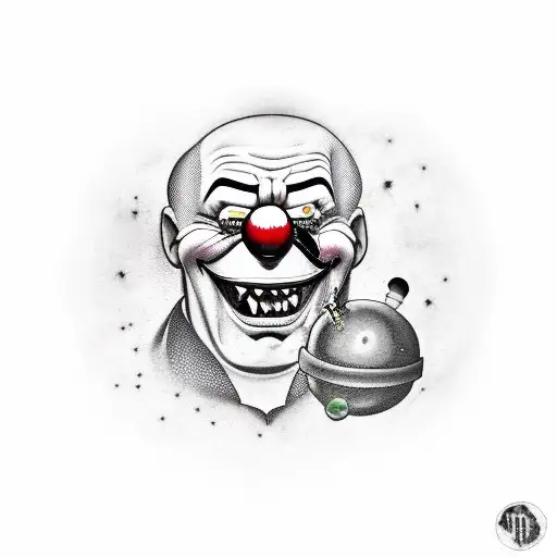Evil Clown With Bomb In Hand