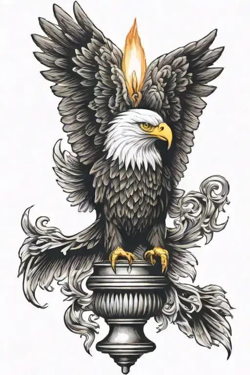 Burning Candle With Eagle