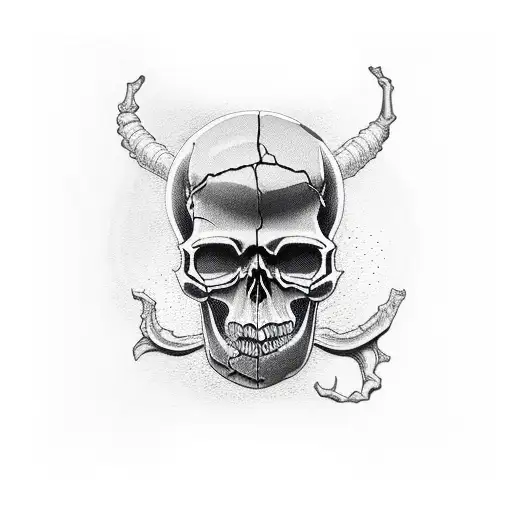 Skull With Ribs Half Sleeve