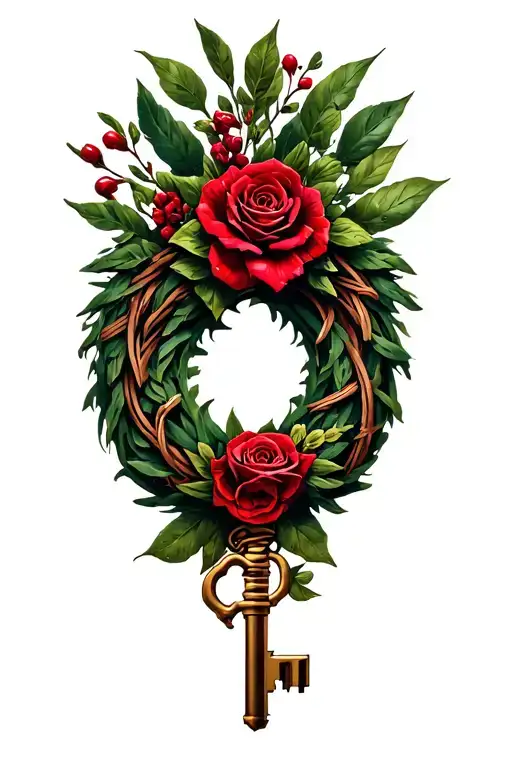 Roi Wreath With Intertwined Key