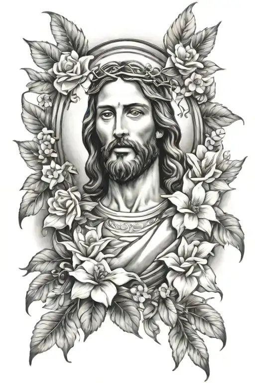 Jesus In Heaven With Flowers