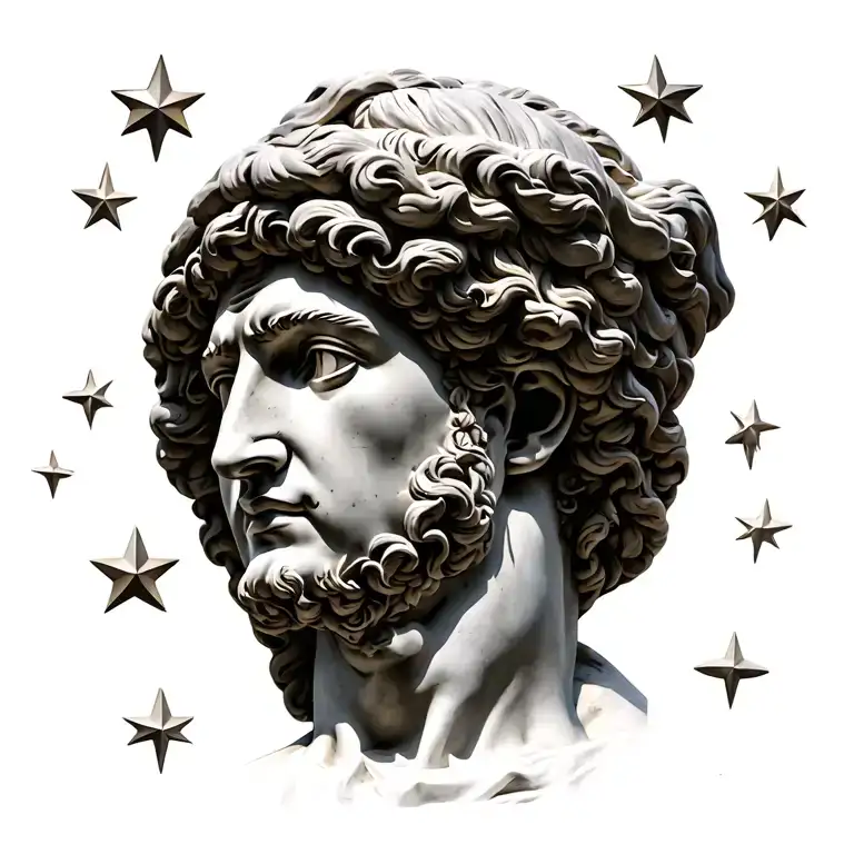 Antic Greece Virgio Stars In Background Statue