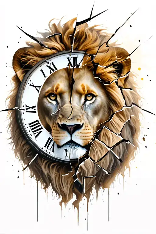 Lion Inside Broken Clock