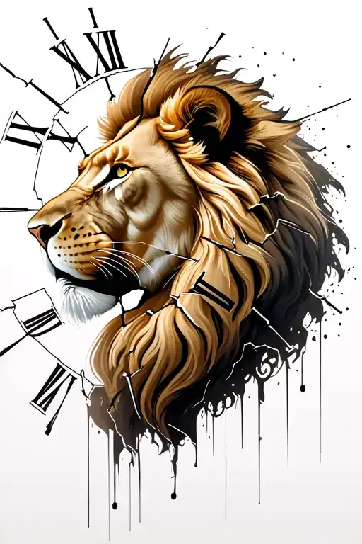 Lion Inside Broken Clock