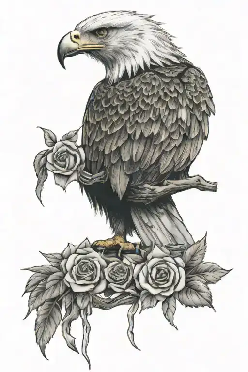 A Eagle Sitting On A Rose Branch With The Air Force Symbol And Veterans Symbol