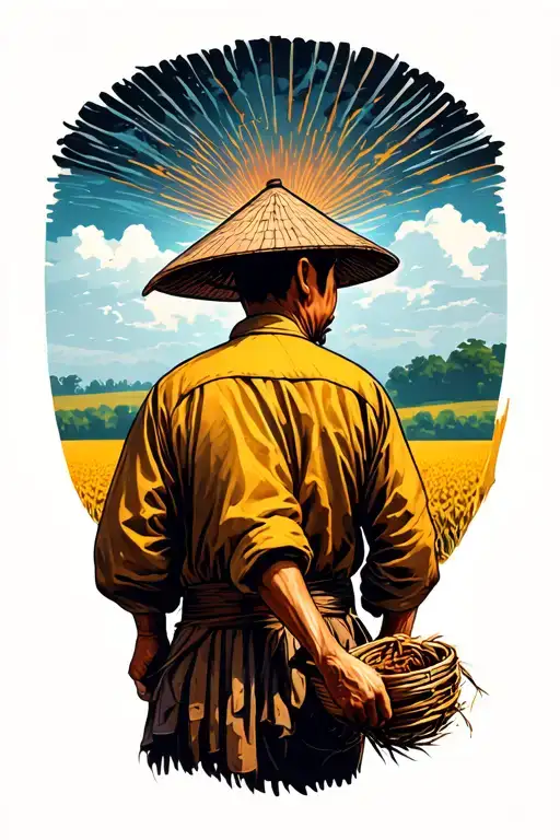 Story Of The Chinese Farmer Working In Field Facing Away Stoicism