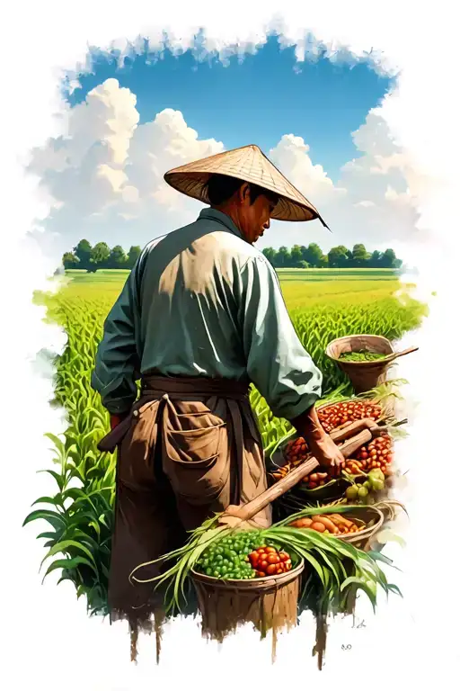 Story Of The Chinese Farmer Working In Field Facing Away Stoicism