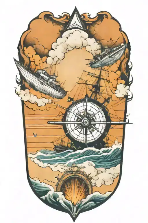 Ship Drifting At Sea