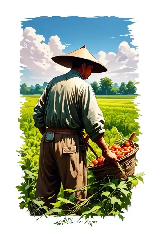 Story Of The Chinese Farmer Working In Field Facing Away Stoicism
