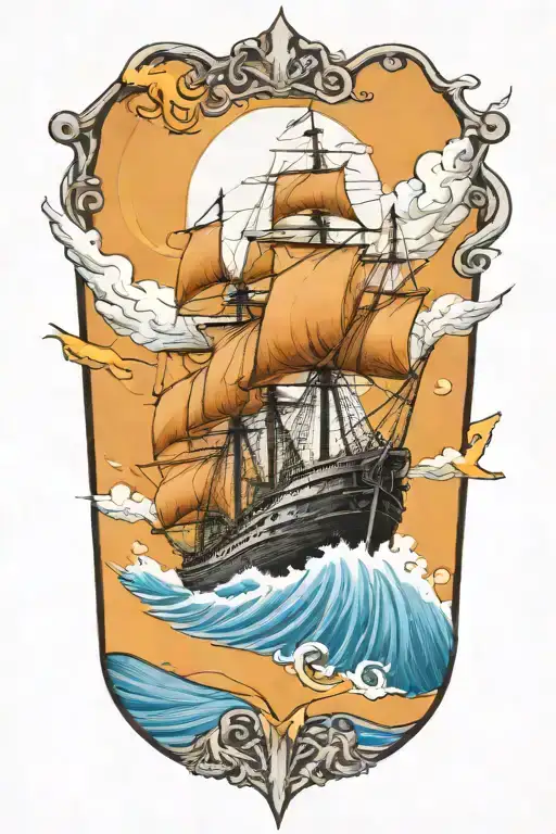 Ship Drifting At Sea