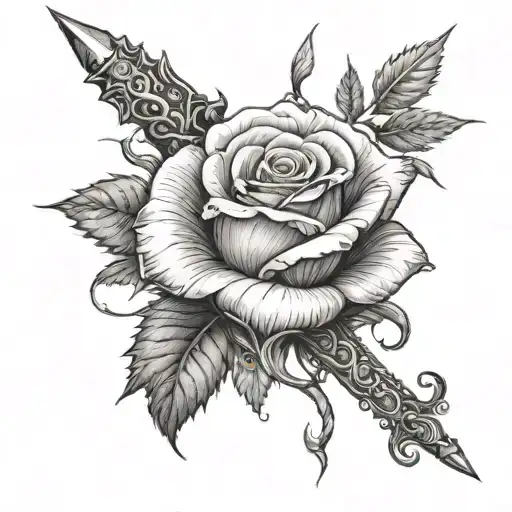 Rose Intertwined Around Dagger