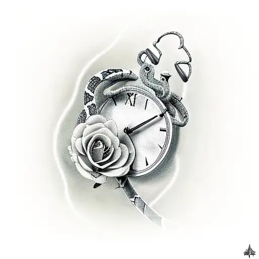 Soldier Holding A Clock With Snake Roses Growing Out Of It