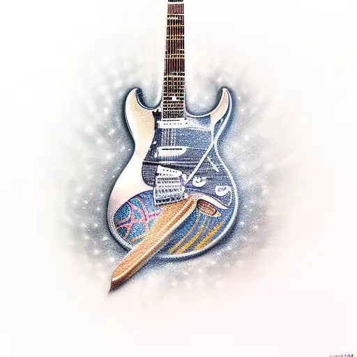 Electric Guitar With A Basket Ball Behind