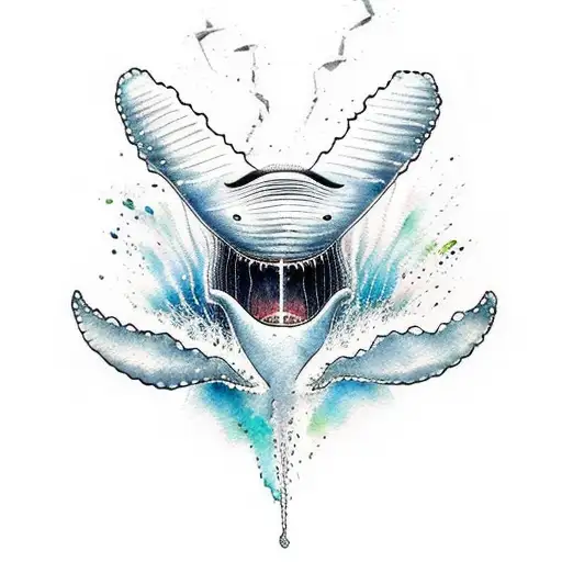 Whale Full Body Running Playing Jumping Whimsical Watercolor