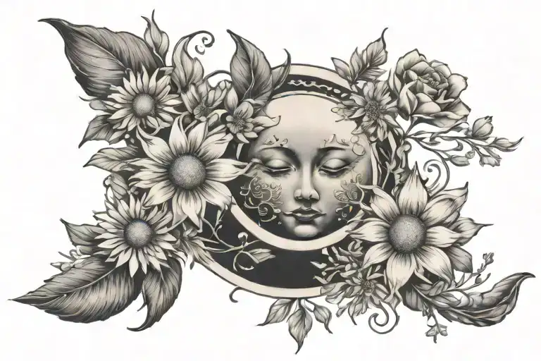Sun Moon And Flowers