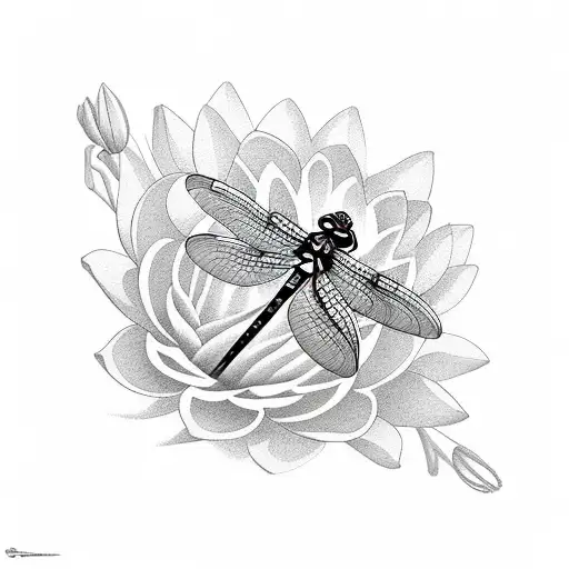 Dragonflies And Lotus Flower