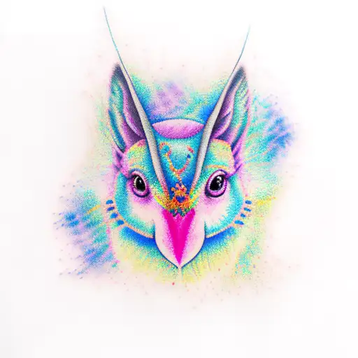 Robin With Purple And Pink And Blue Colours