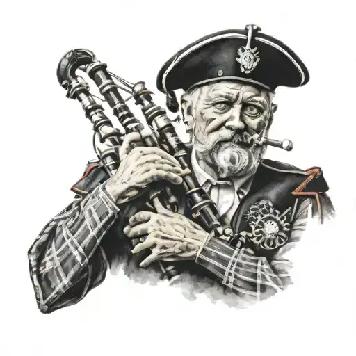 A Realistic Portrait Of A Scottish Musician Playing Bagpipes In A Healthcare Setting