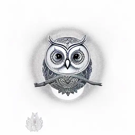 Owl With Ying And Yang Symbol