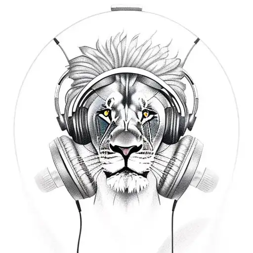 Lion With Headphones