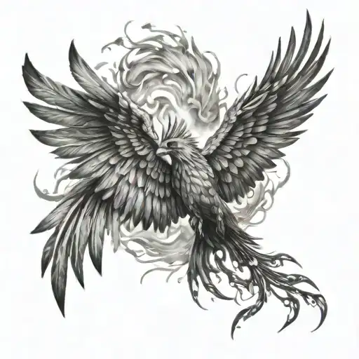 Phoenix Bird Rising From Ashes