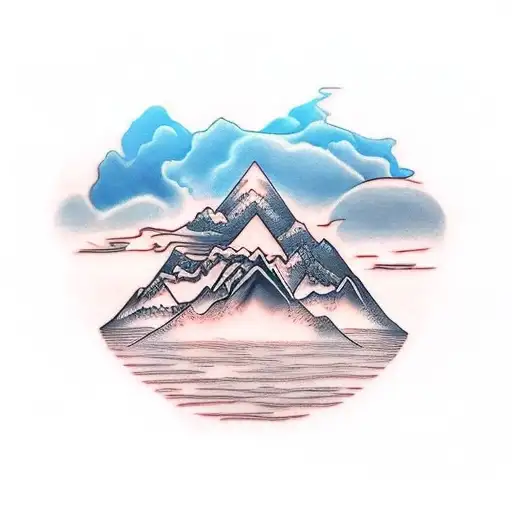 Floating Mountain And Lotus Flower