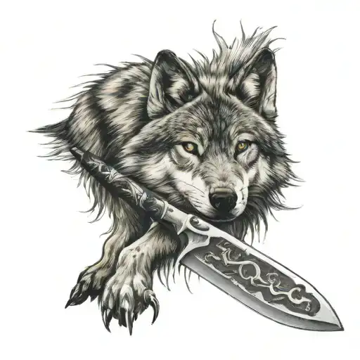 Wolf Houling Around Knife