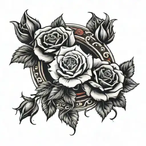 Red And Black Roses In A Victorian Circle With A Pulse