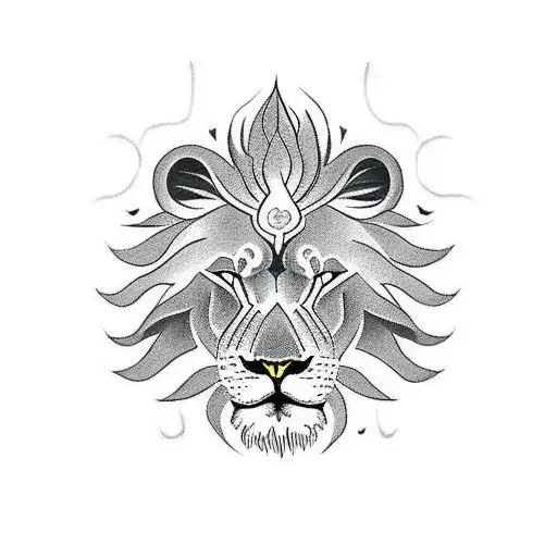 Lion With Fire In The Background