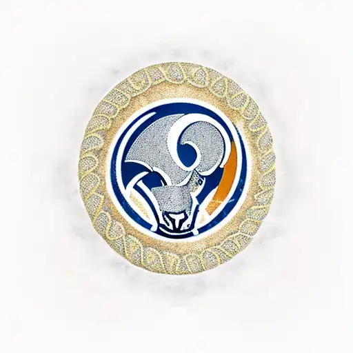 Los Angeles Rams Logo Combined With A Dna Double Helix