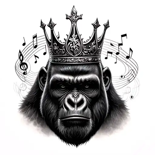 Gorilla King Crown Surrounded My Music Notes