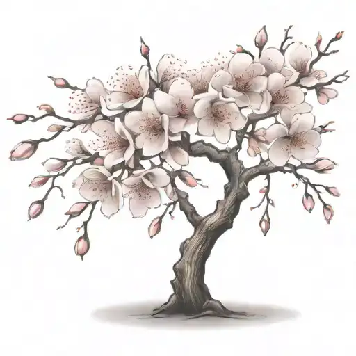Cherry Blossom Branch With Falling Pedals
