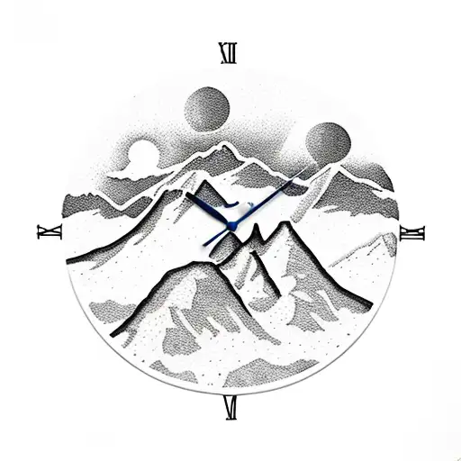 Mountain Scene With Clock