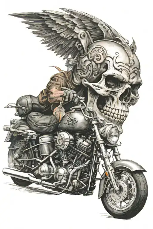 Motorcycle Theme And Skull And Harley