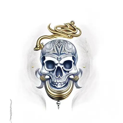Poseiden With Gold Skull
