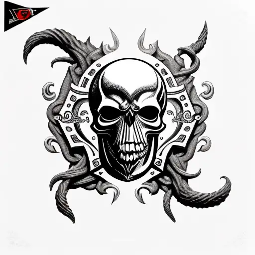 Shield With A Turbo Skull With Black Metal Lettering