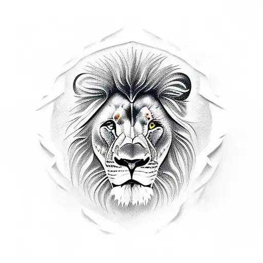 Lion Superpuesto Con Guerrero