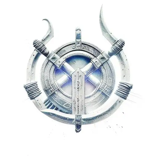 A Viking Warrior Wielding A Futuristic Weapon In A Cyberpunk Setting