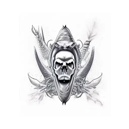 Skull And Hawk And Spermwhale