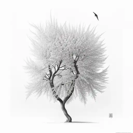 Mustard Tree With Birds