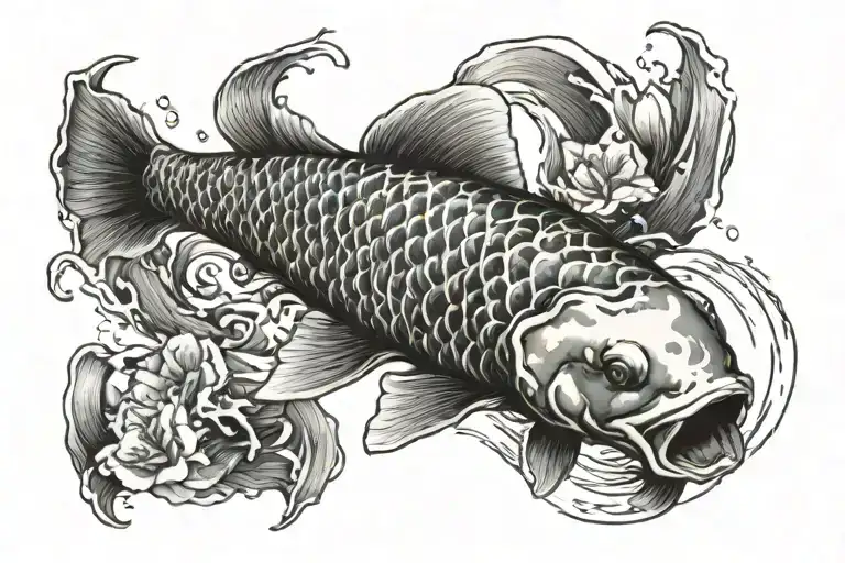 Koi Fish Swimming Upstream