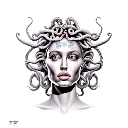Medusa Head With Facial Features Of A Young Angelina Jolie