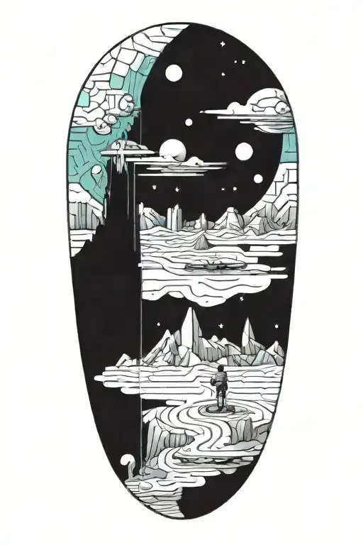 A Geometric Space Landscape Inspired By Technology Incorporating A Small Amount Of Cyan