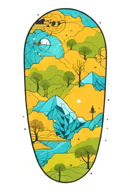 A Geometric Space Landscape Inspired By Technology Incorporating A Small Amount Of Cyan