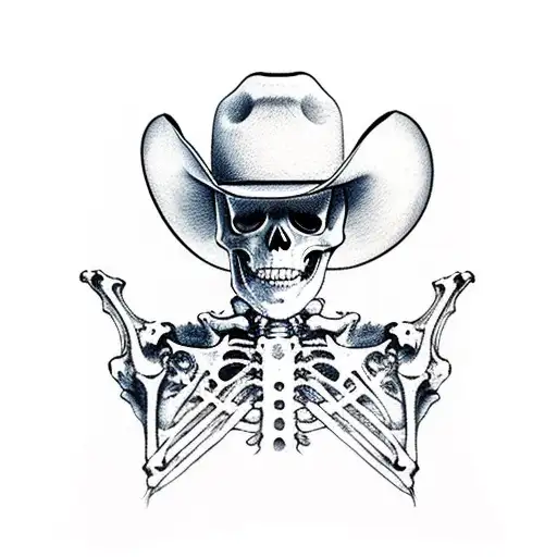 Skeleton Arm Tipping A Cowboy Hat
