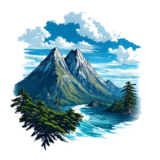 Colorado Mountains In Oahu Outline Style