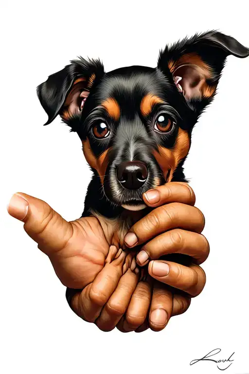 Dog Paw With Child's Hand