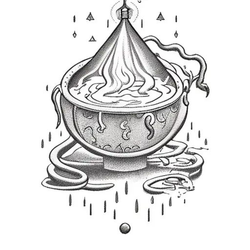 Tarot Card Depicting A Potion Brewing In A Cauldron